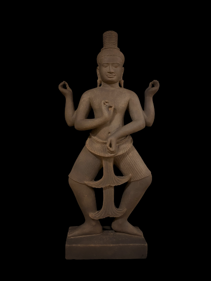 Greystone Statue of Standing  4-armed Tantric Male Divinity - 7054